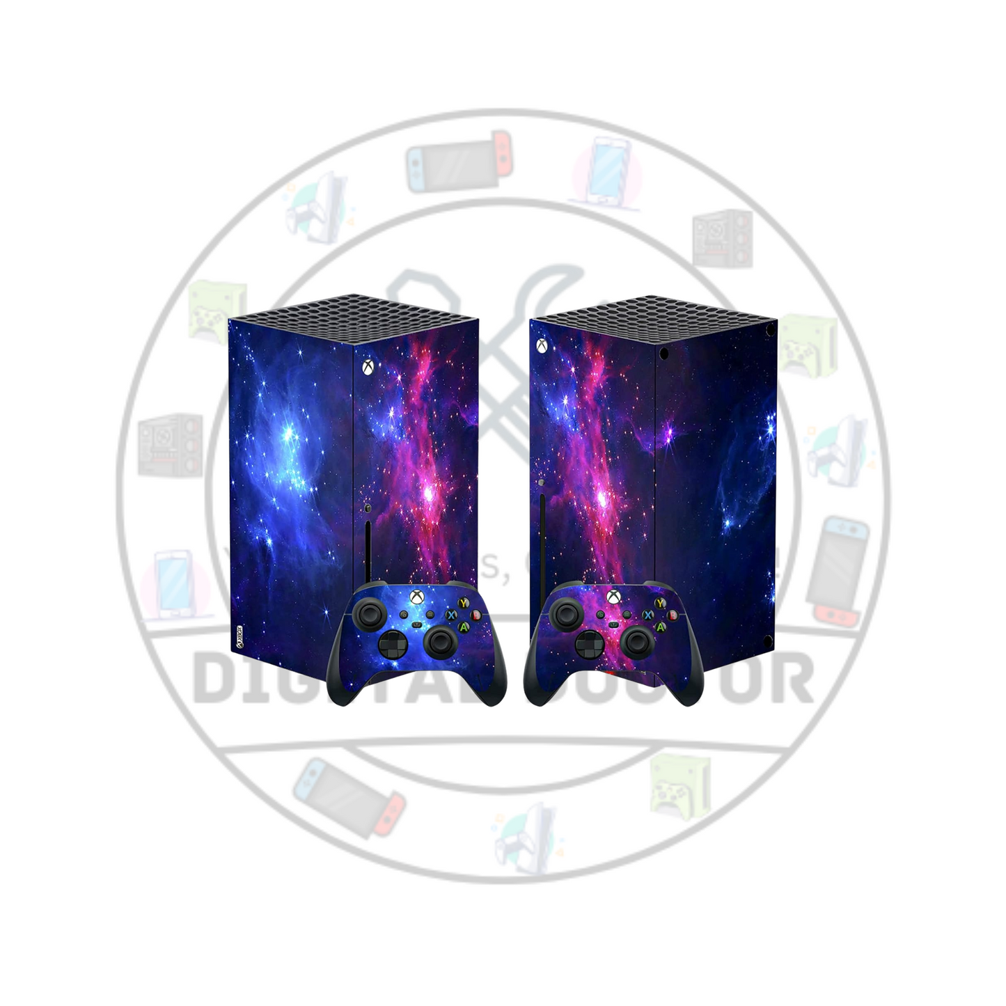Orange-Purple Xbox Series X Galaxy Skin + 2 Controller Skins